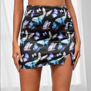 Satin slit side butterfly skirt
